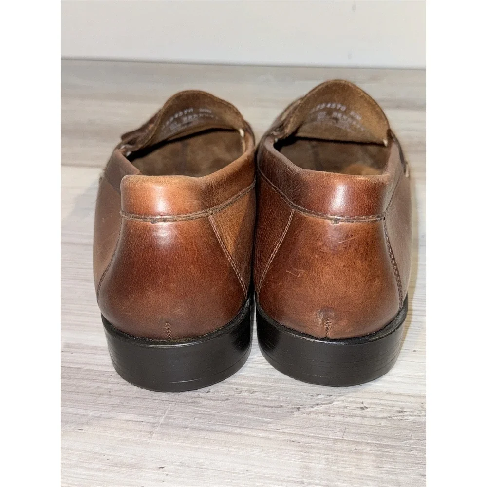 Bass Bennett Mens Sz 10 Shoes Brown Leather Slip On Casual Tassel Penny Loafers